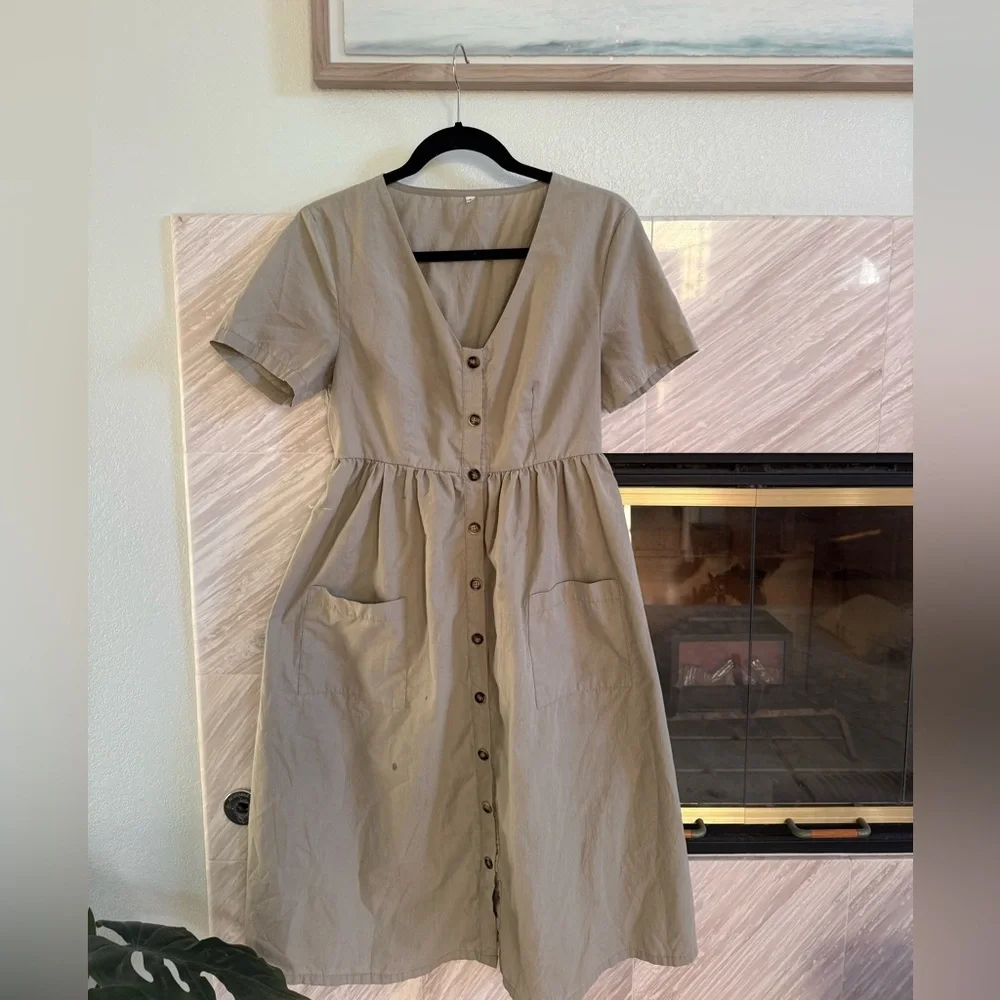 Jenny Kayne Kate style dress Tan Button-Down Dress - Picture 1 of 4
